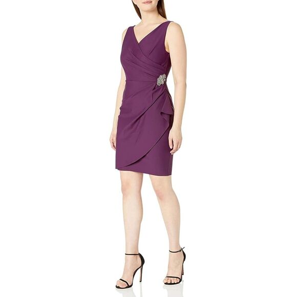 Alex Evenings Dresses & Skirts - Alex Evenings Draped Purple Cocktail Dress – Size 18 Weddings, formal, cocktails